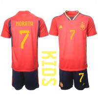 Španjolska Alvaro Morata #7 Domaci Dres za djecu SP 2022 Kratak Rukav (+ Kratke hlače)
